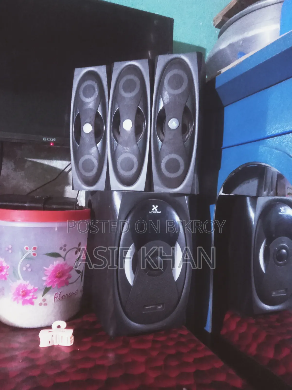 Three small sound boxes and one big one