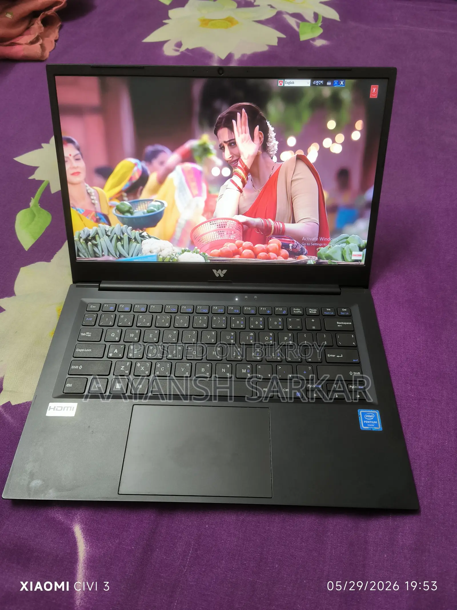 Laptop 8GB Intel Pentium HDD+SSD 256GB