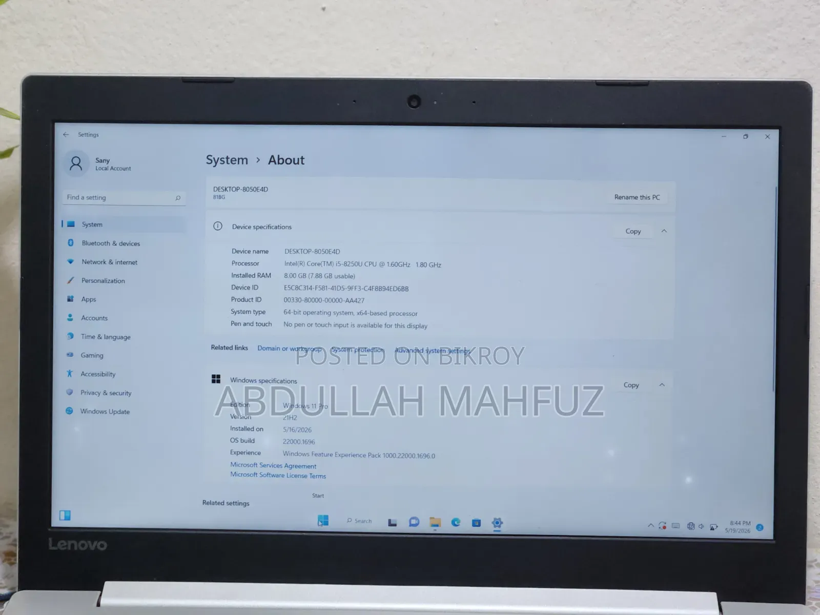 Laptop 8GB Intel Core I5 SSD 1TB