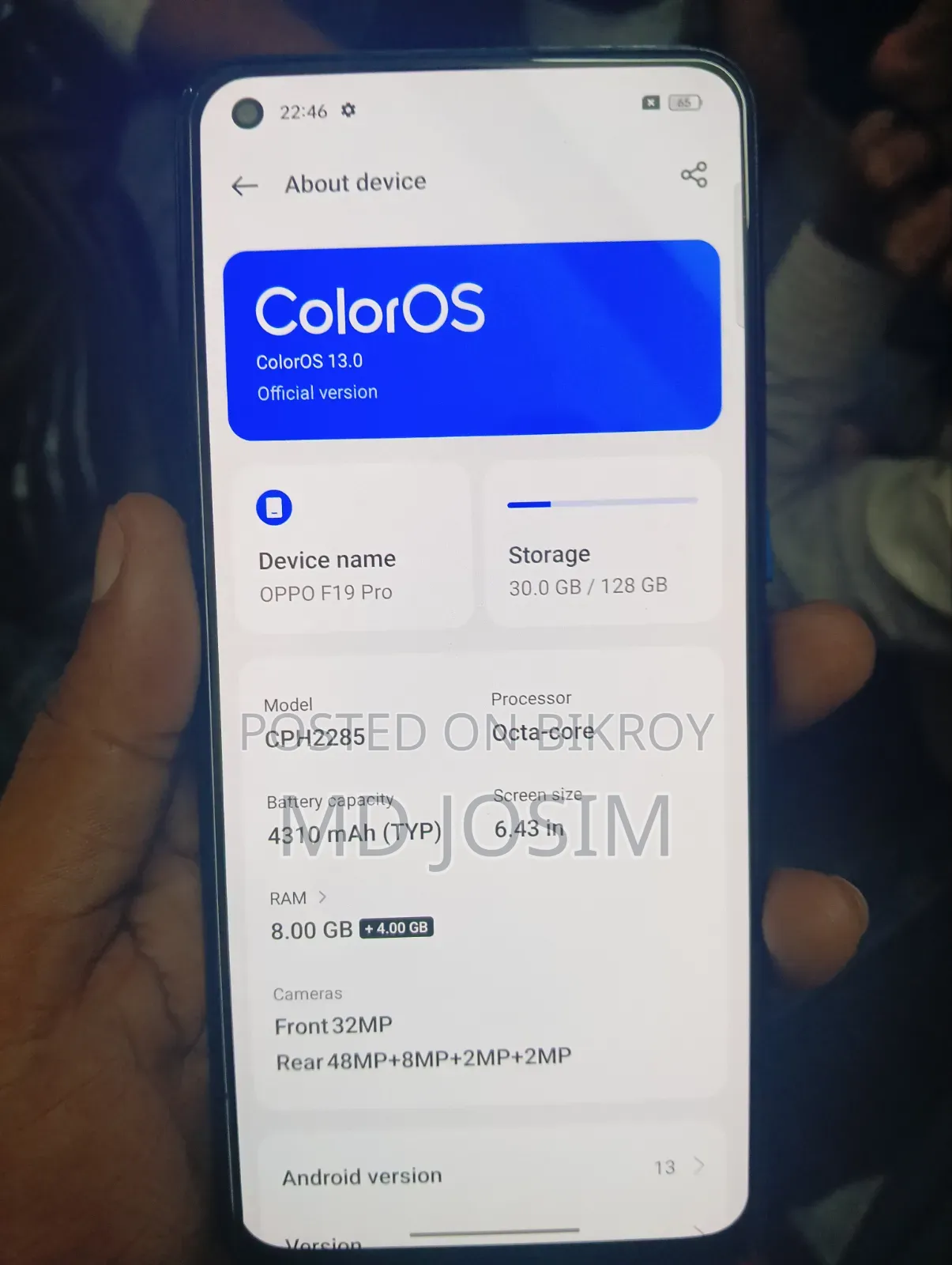 Oppo F19 Pro 128 GB Blue
