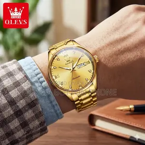 Olevs Luxury Men’S Quartz Watch (Golden )