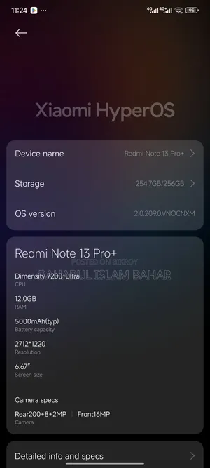 শাওমি রেডমি নোট ১৩ প্রো+ ২৫৬ জিবি ব্ল্যাক