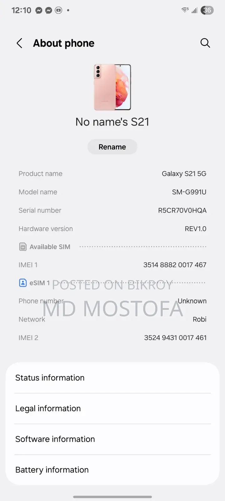 Samsung Galaxy S21 5G 128 GB Orange