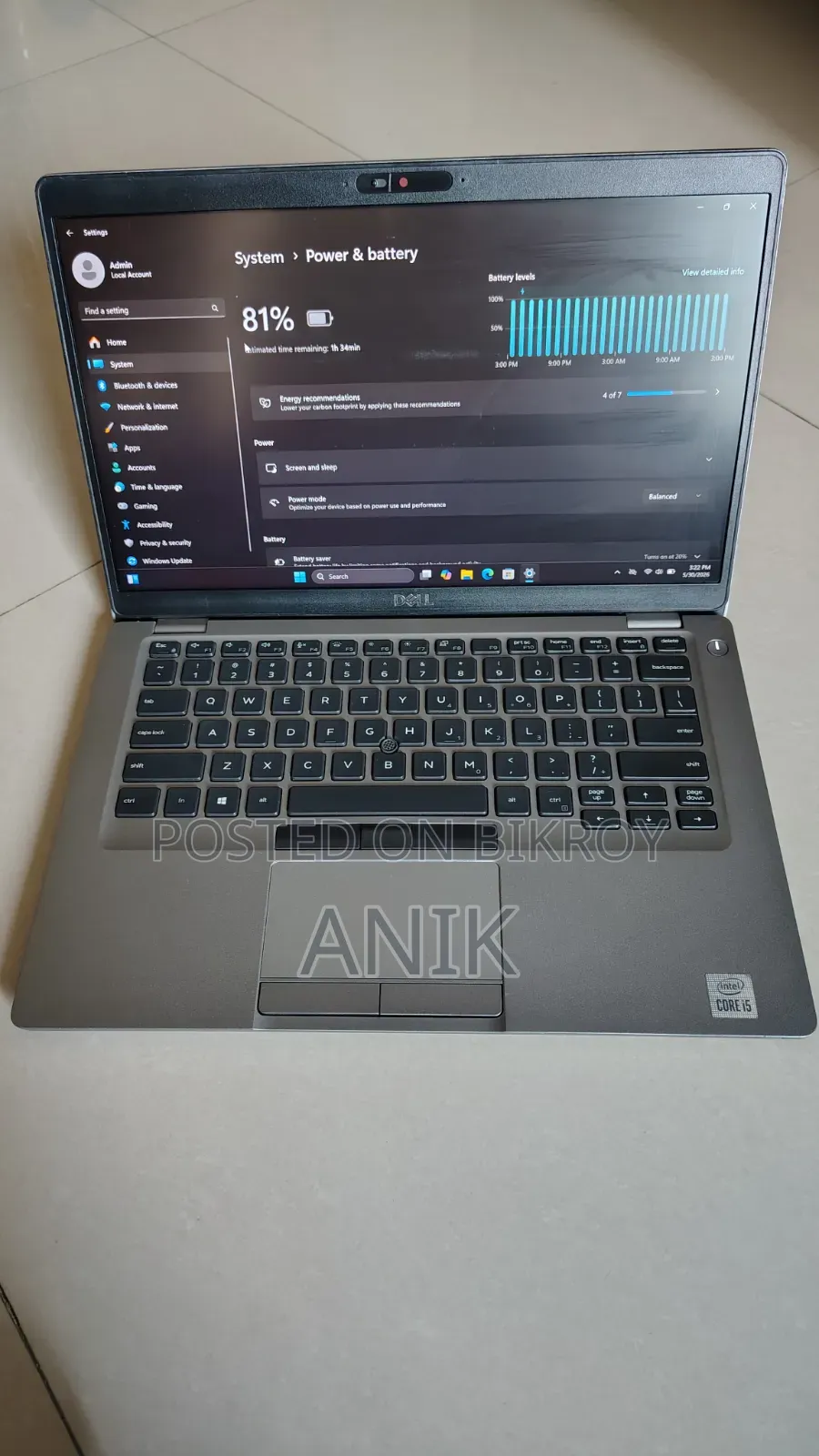 ল্যাপটপ Dell Latitude 5410 8GB Intel Core i5 SSD 512GB