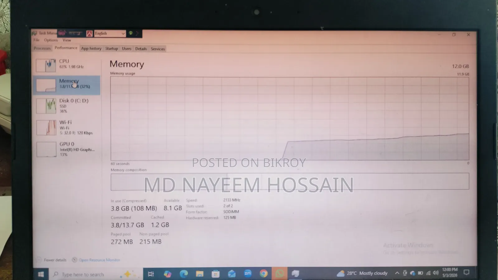 Laptop Lenovo IdeaPad 320 12GB Intel Core I3 SSD 256GB