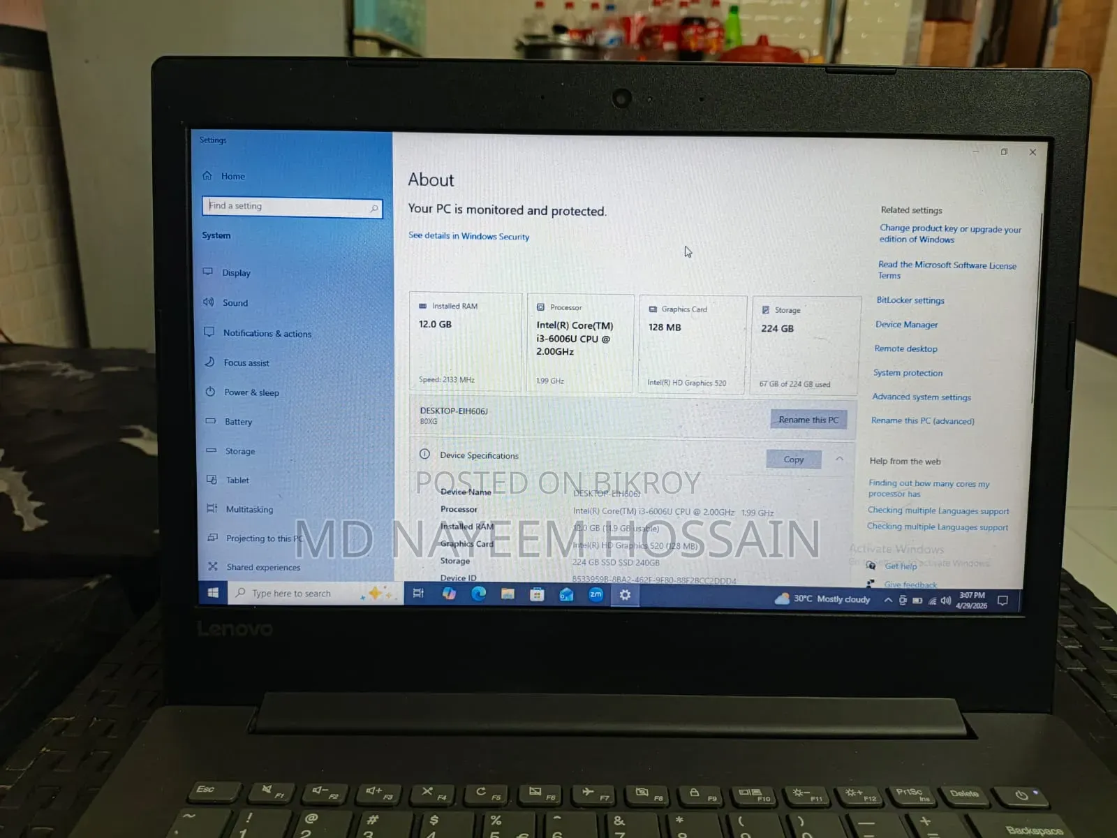 Laptop Lenovo IdeaPad 320 12GB Intel Core I3 SSD 256GB
