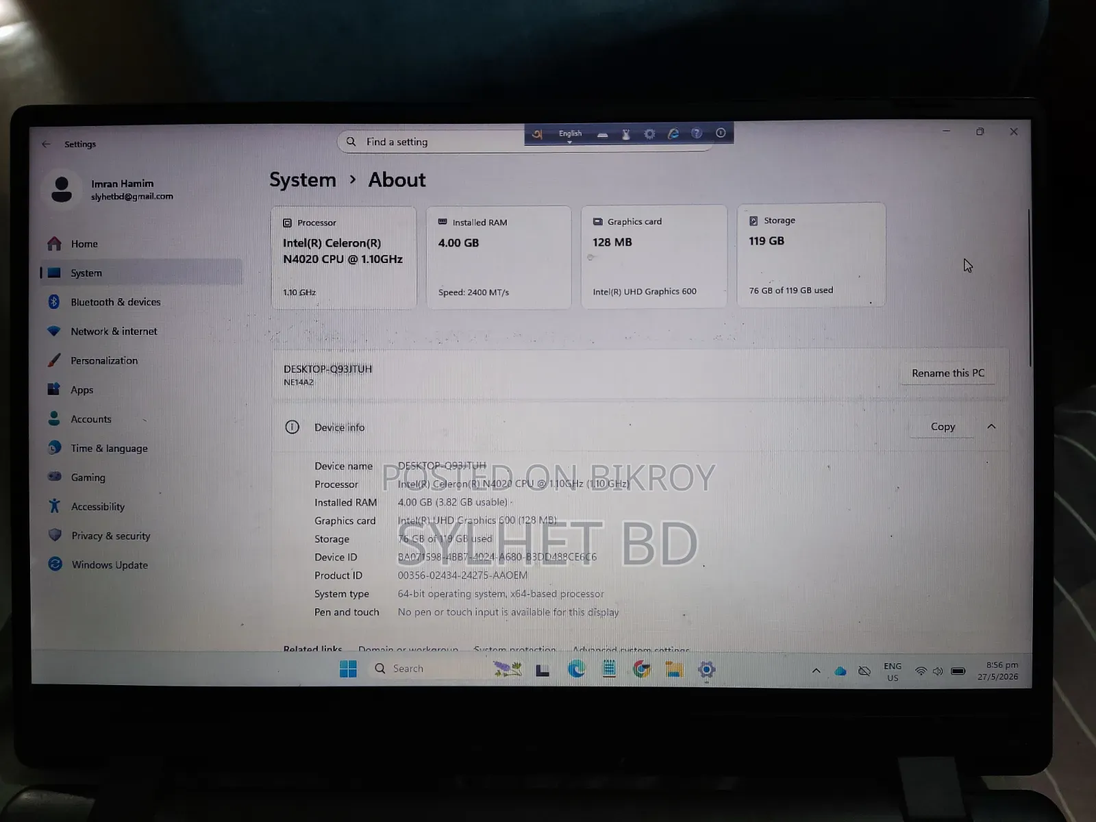 Laptop Avita Essential 14 4GB Intel Celeron SSD 128GB