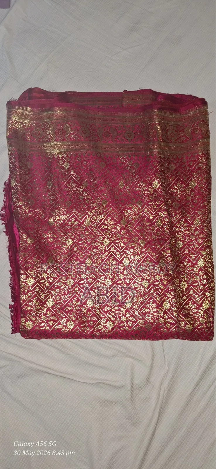 Red Katan wedding saree, blouse, and orna for sale.