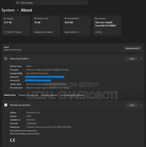 Desktop Computer Asus 64GB Intel Core i9 HDD 16 GB