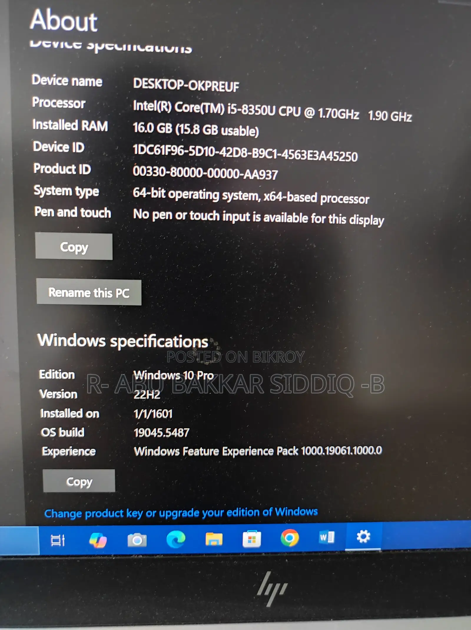 Laptop HP EliteBook 840 G5 16GB Intel Core I5 SSD 256GB