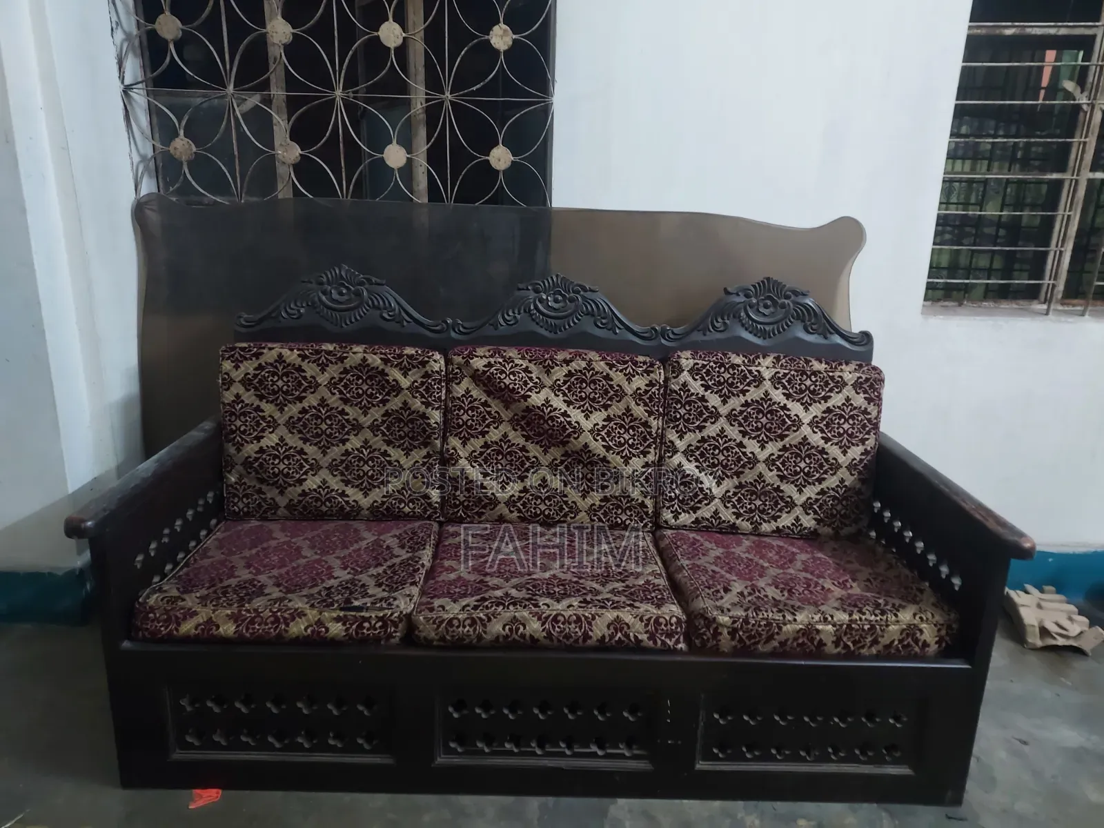 Old Teak Wood 3-Seater Sofa