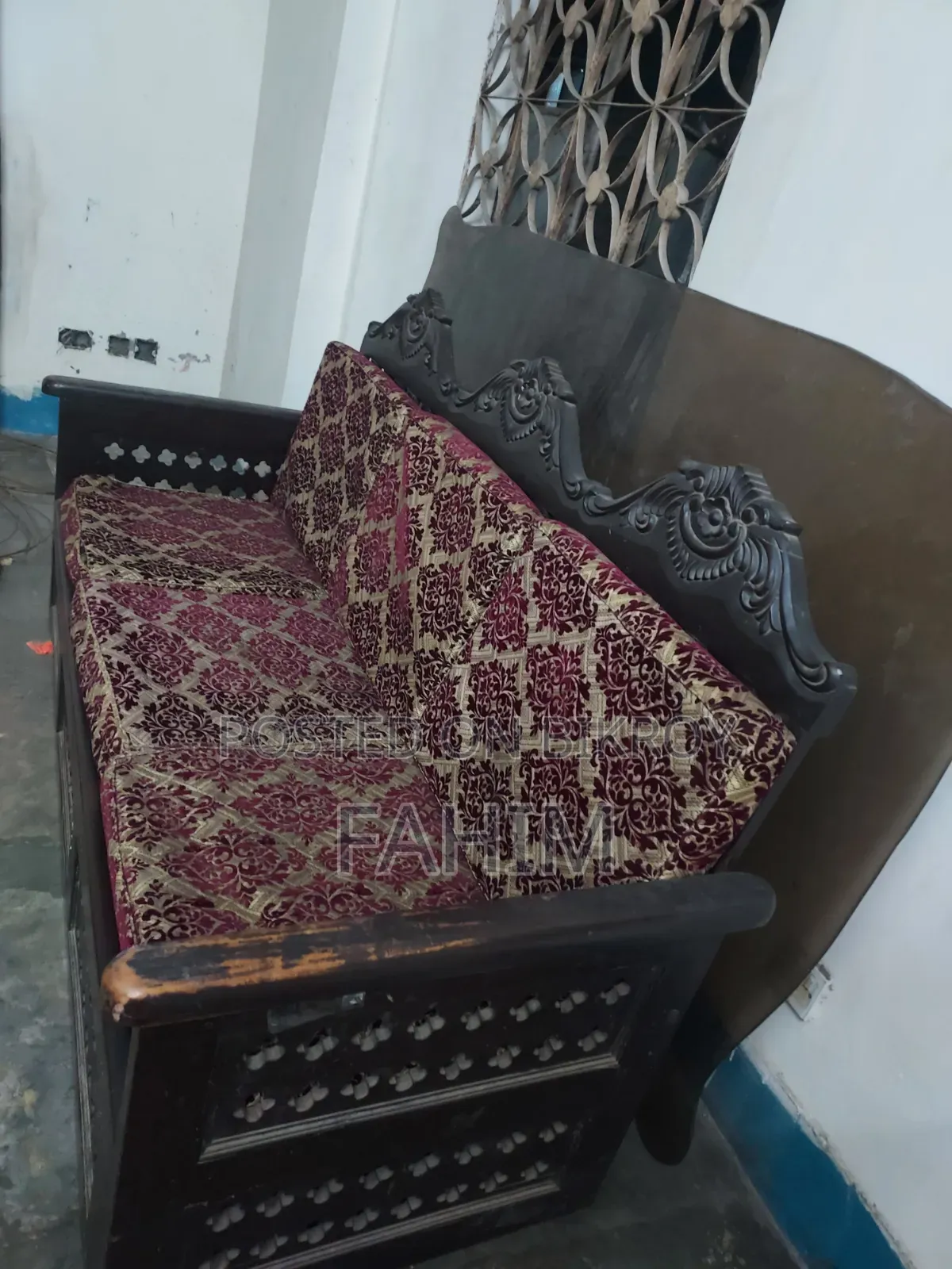 Old Teak Wood 3-Seater Sofa