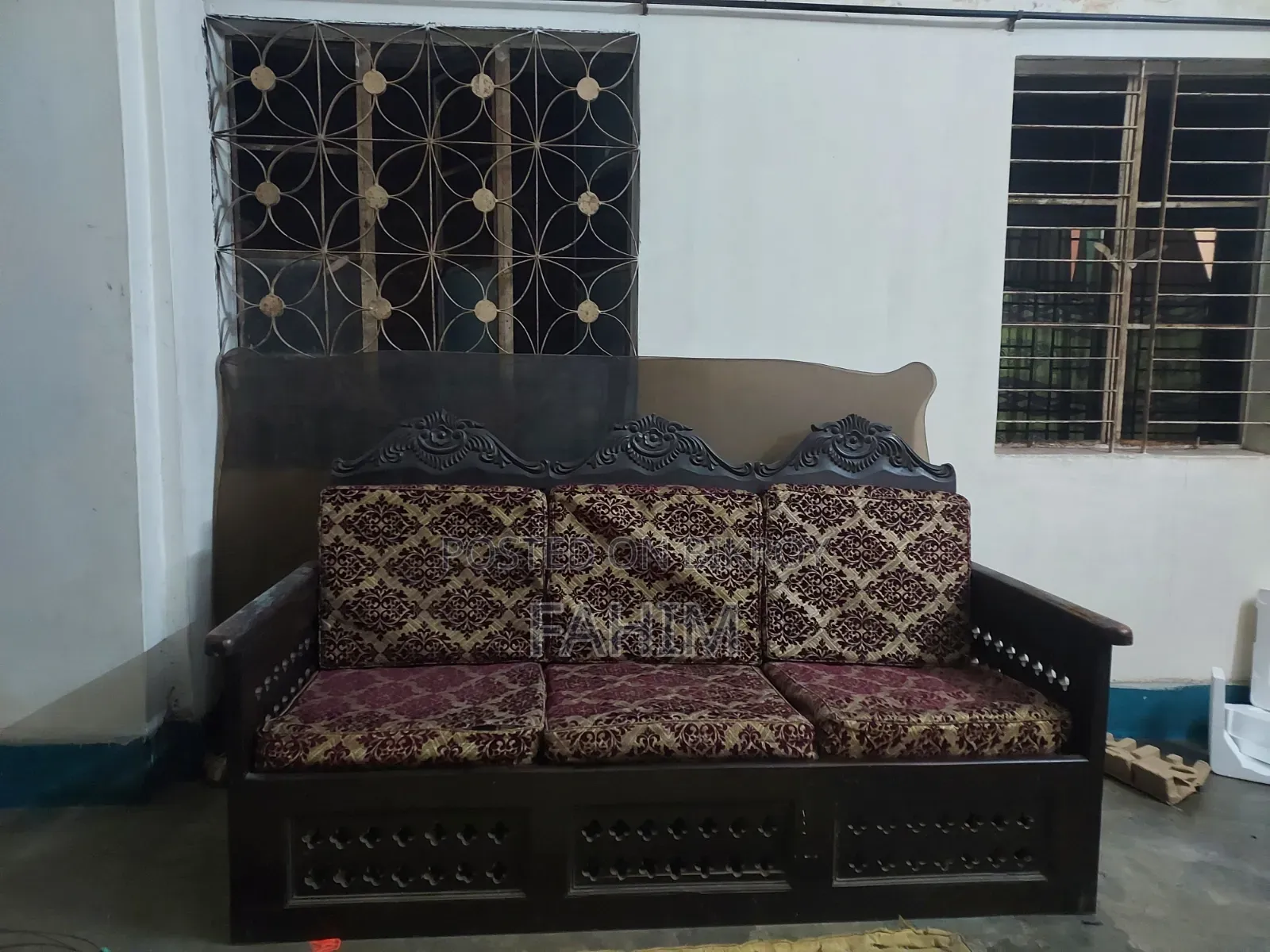 Old Teak Wood 3-Seater Sofa