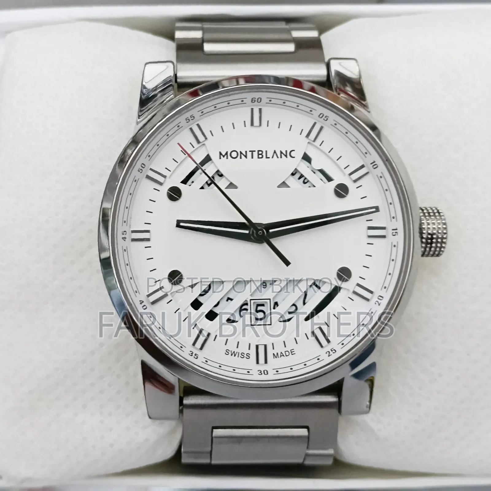 Montblanc Classic Quartz Watch – Stainless Steel, White Dial,