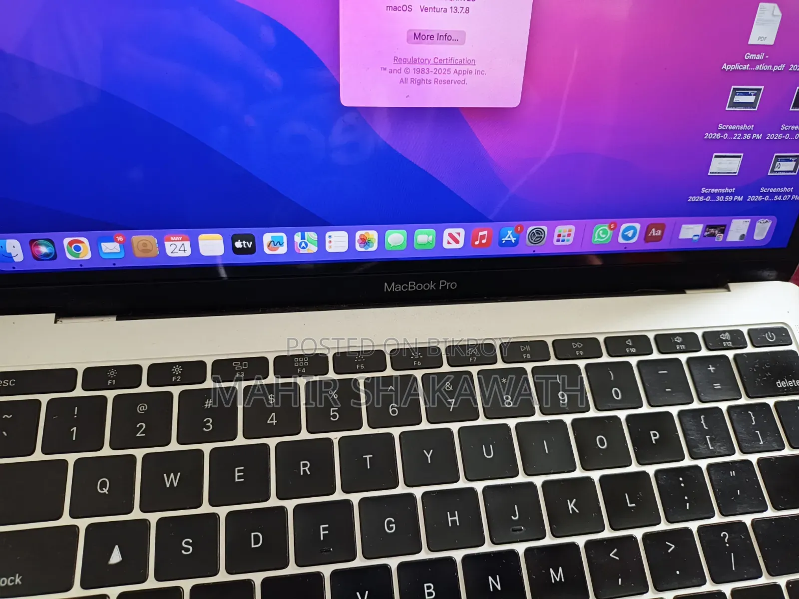 Laptop Apple MacBook Pro 2017 8GB Intel Core I5 HDD 128GB