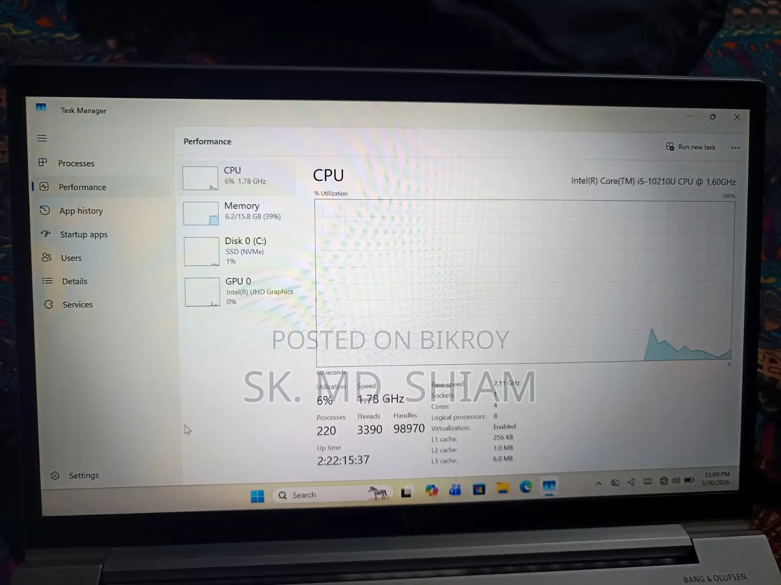 Laptop HP EliteBook 830 G7 16GB Intel Core I5 SSD 256GB