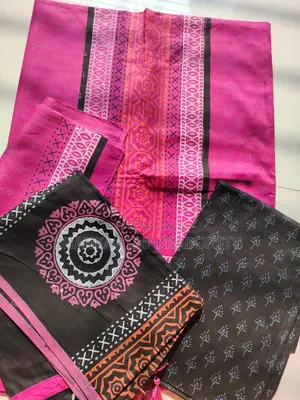 High-quality sarees, bed sheets, and three-piece sets available