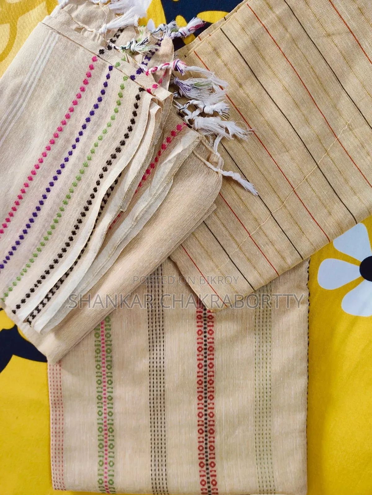 High-quality sarees, bed sheets, and three-piece sets available