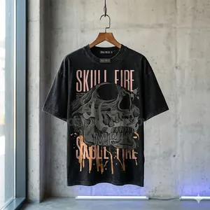 Skull Fire Graphic Art - Edgy Streetwear Skull T-Shirt