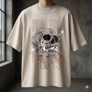 Skull Fire Graphic Art - Edgy Streetwear Skull T-Shirt