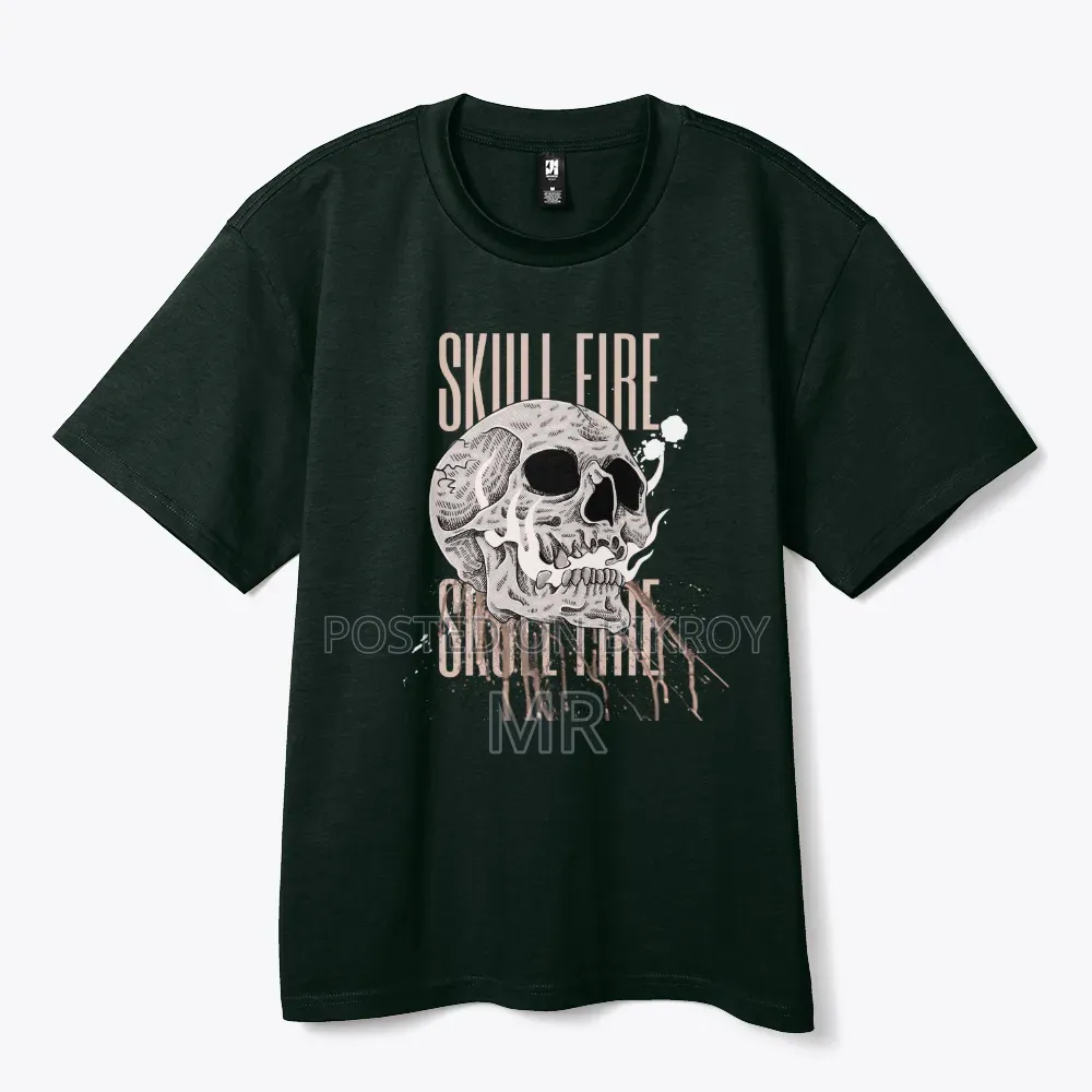 Skull Fire Graphic Art - Edgy Streetwear Skull T-Shirt