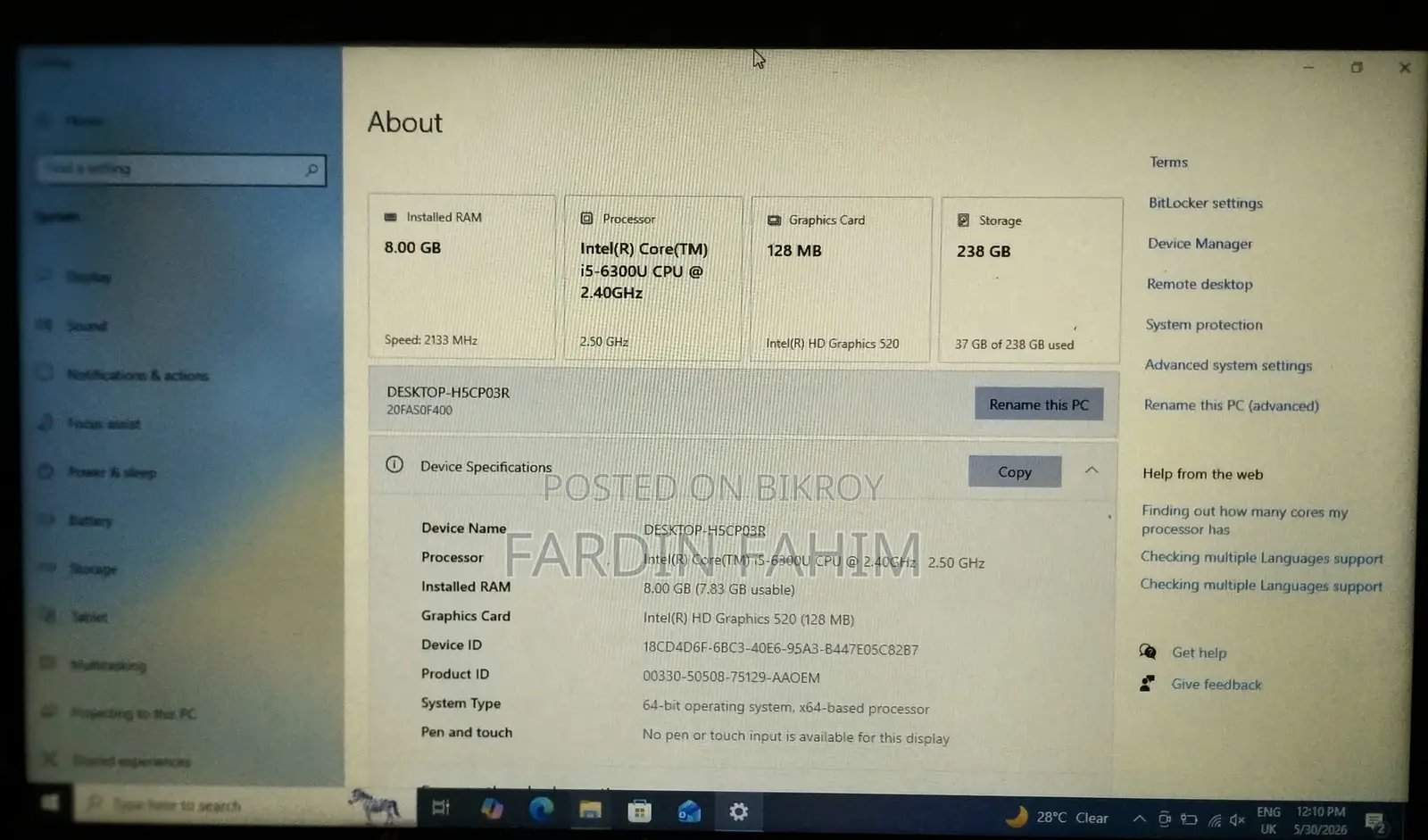 Laptop Lenovo ThinkPad T460s 8GB Intel Core I5 SSD 256GB