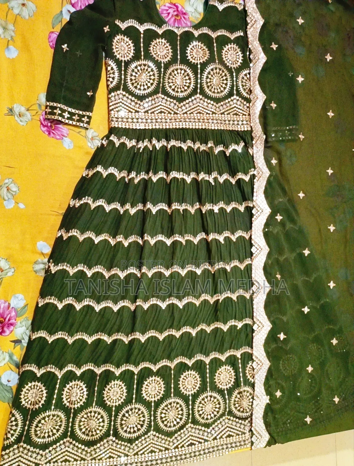 Premium Quality Dark Green Party Gown (Anarkali Dress)