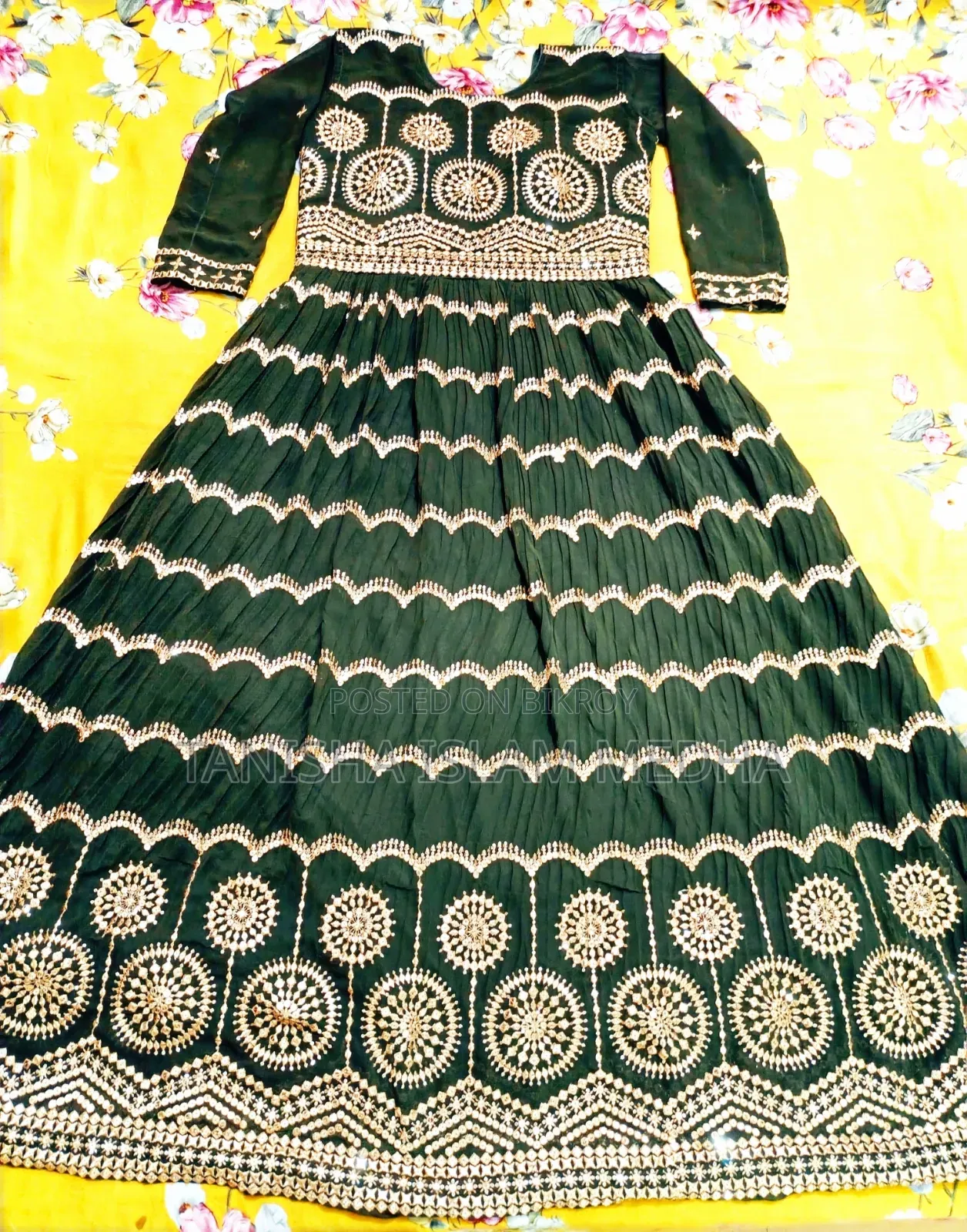 Premium Quality Dark Green Party Gown (Anarkali Dress)
