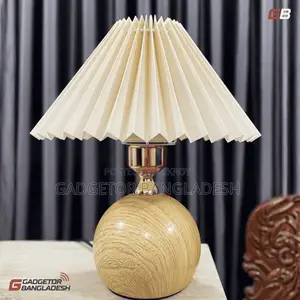 Premium Wooden Base Pleated Table Lamp