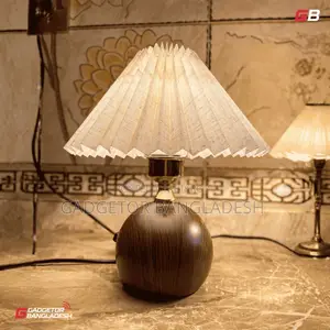 Premium Wooden Base Pleated Table Lamp