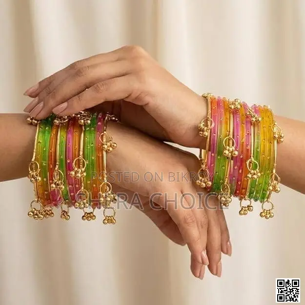 Kashmiri Ghungroo Bangle 20 Kashmiri Ghungroo Bangle set with Rainbow Glass Bangles,