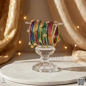 Kashmiri Ghungroo Bangle 20 Kashmiri Ghungroo Bangle set with Rainbow Glass Bangles,