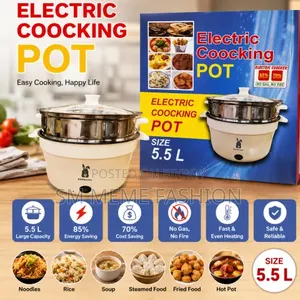 5.5L Electric Cooking Pot Multi Cooker Stainless Steel Hot Pot