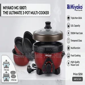 Miyako 5.0l (3 Pot) Multi-Cooker (Mc-580t) 1500 Watt