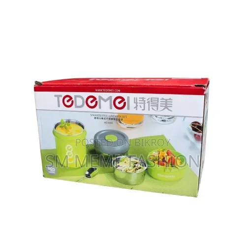 Tedemei 3-in-1 Bpa-Free, Stainless Steel Insulated Vacuum Seal Leak Proof Lunch Box 860 ml (Green)