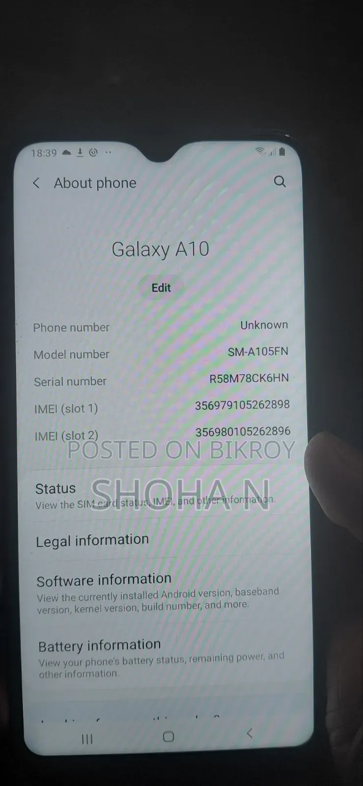 Samsung A10 32 GB Black