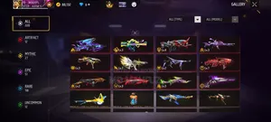 Free Fire account with 12 Evo guns