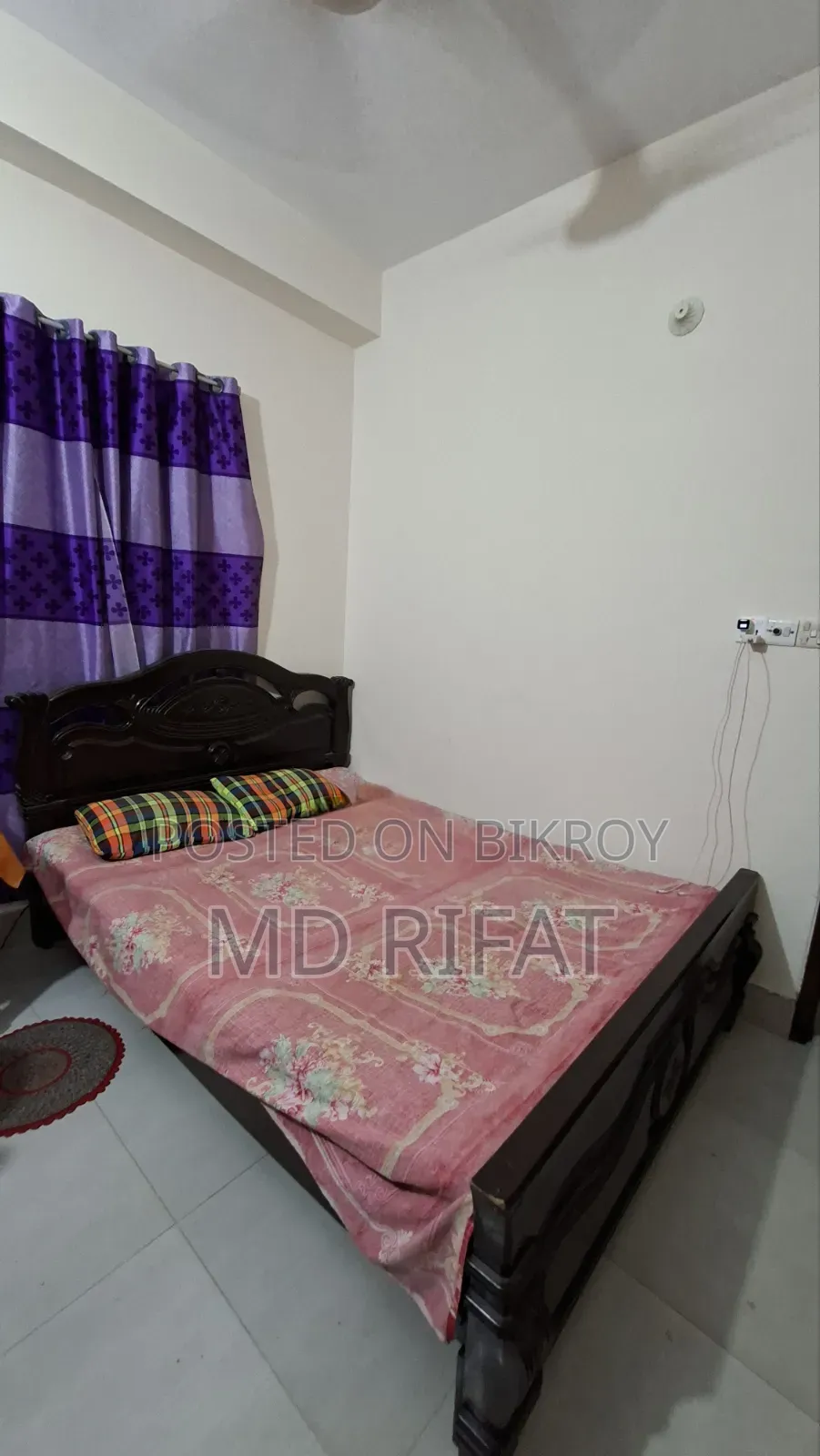 Malaysian Wood Bed 5/7ft With Mattress and Toshok