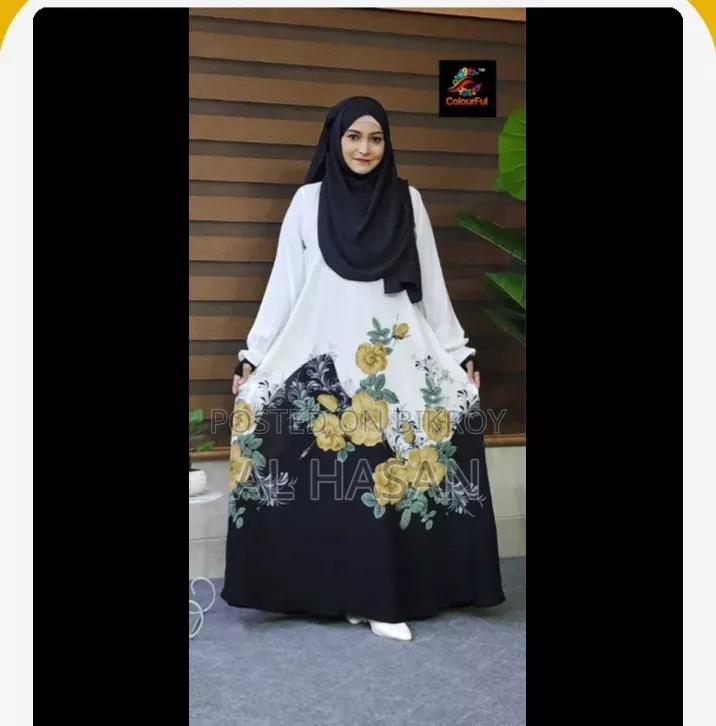 ডিজিটাল প্রিন্ট গাউন বোরকা হিজাব ছারা #ডুবাই চেরি কাপড়