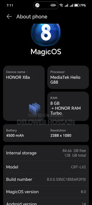 Honor X8a ১২৮ জিবি কালো