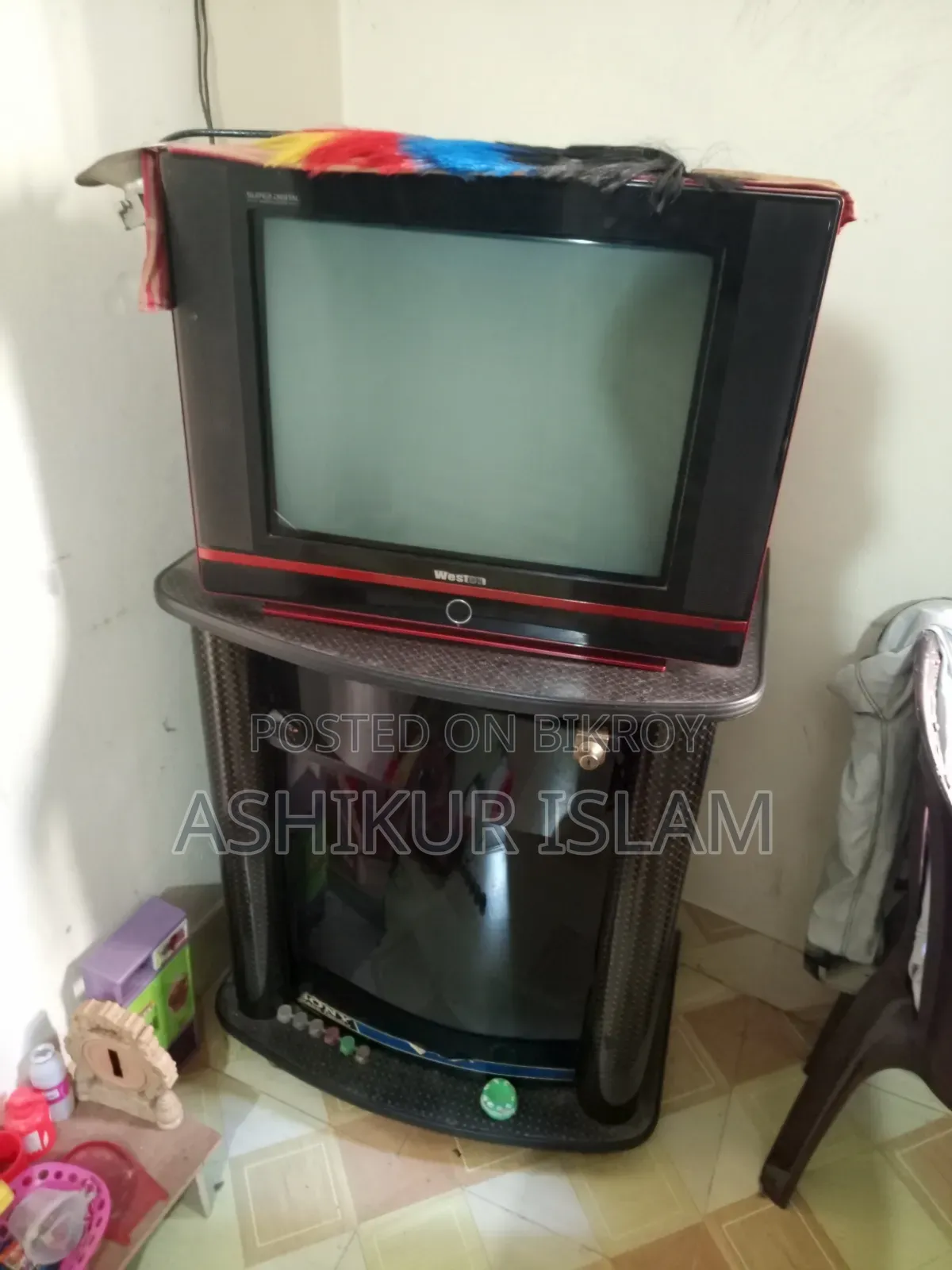 TV with TV trolley for sale