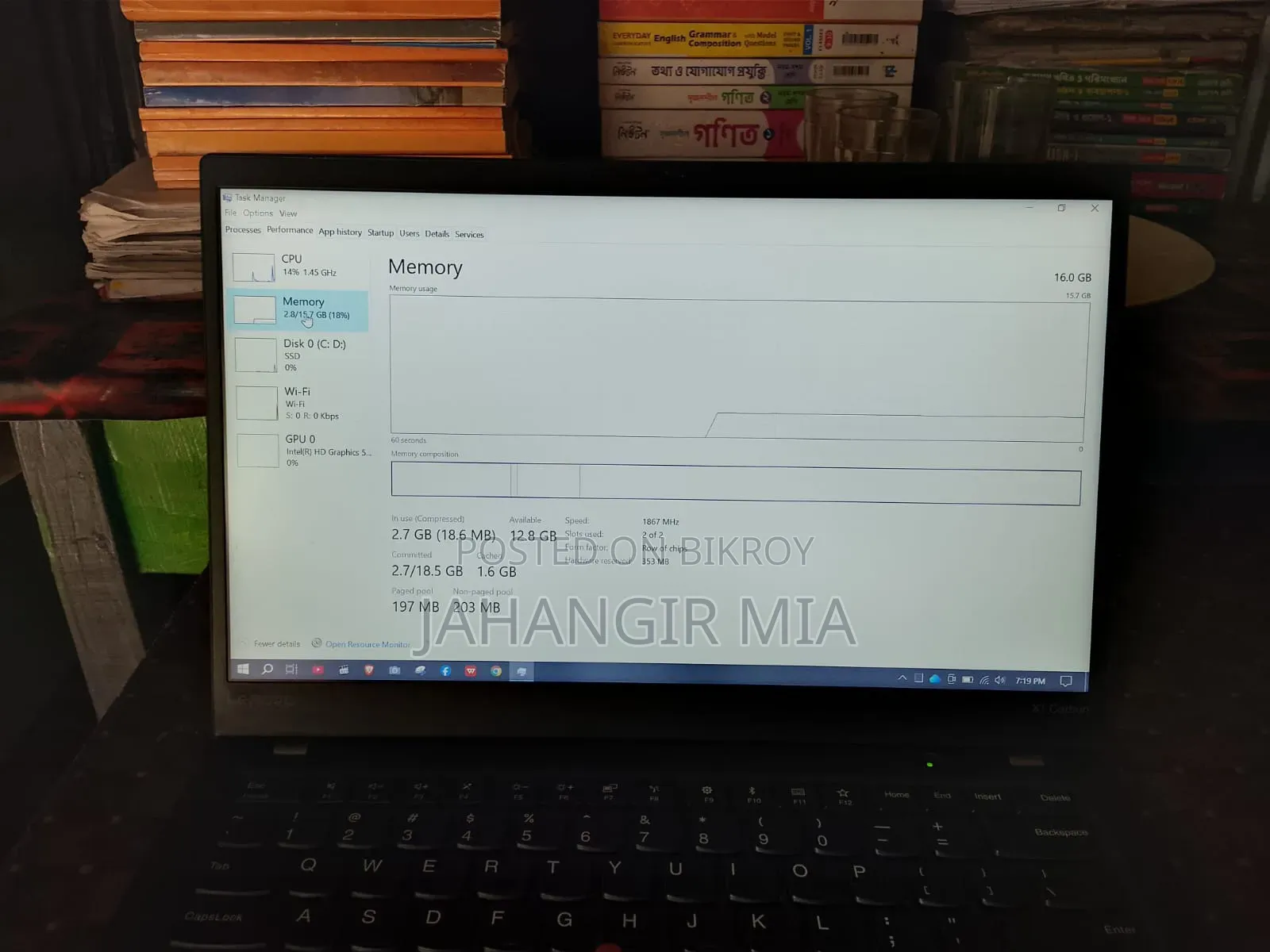 Laptop Lenovo ThinkPad X1 Carbon 16GB Intel Core i7 SSD 256GB