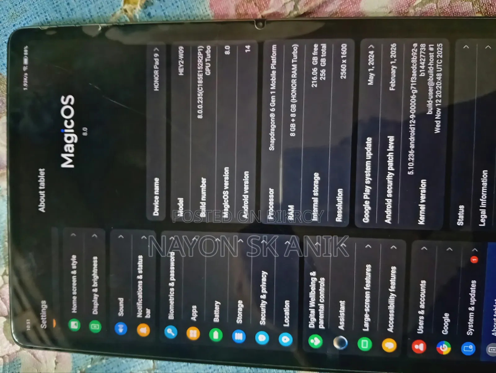 Honor Pad 9 256 GB Gray