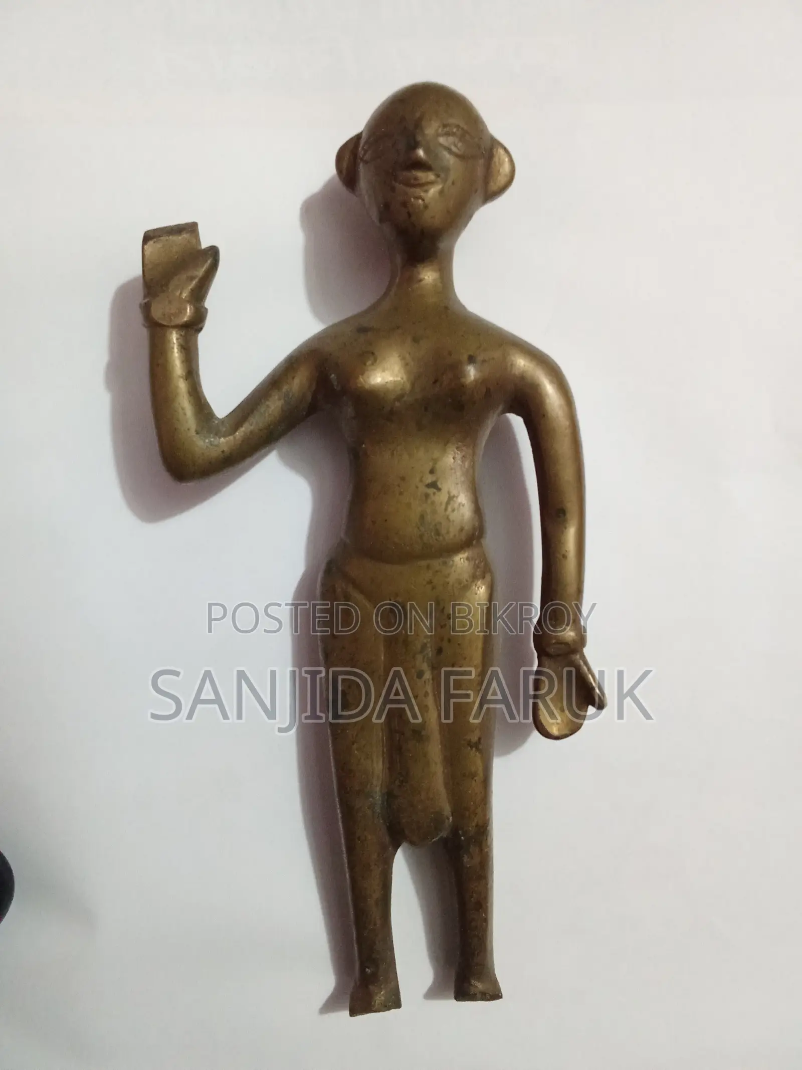 Old Bronze/Pital Human Figurine – Collectible Antique Style Statue