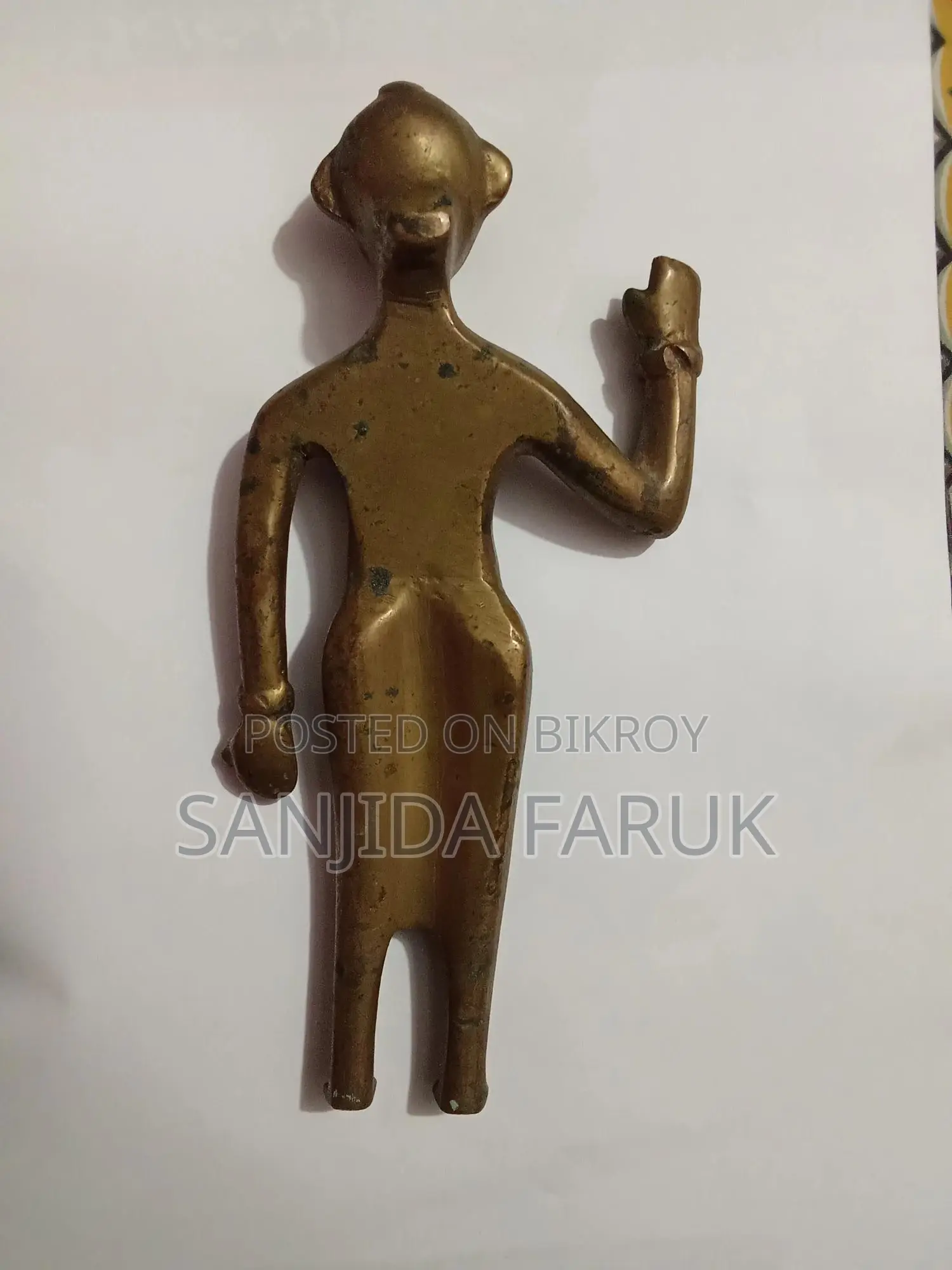 Old Bronze/Pital Human Figurine – Collectible Antique Style Statue