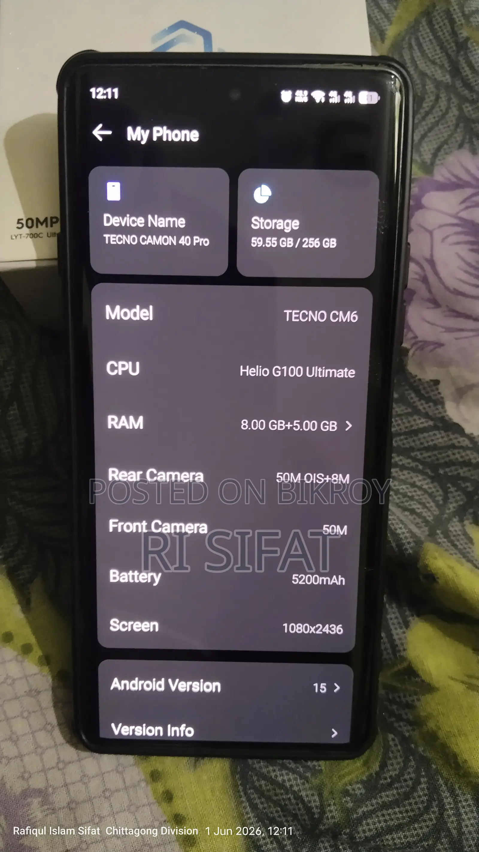 Tecno Camon 40 Pro 4G 256 GB Blue