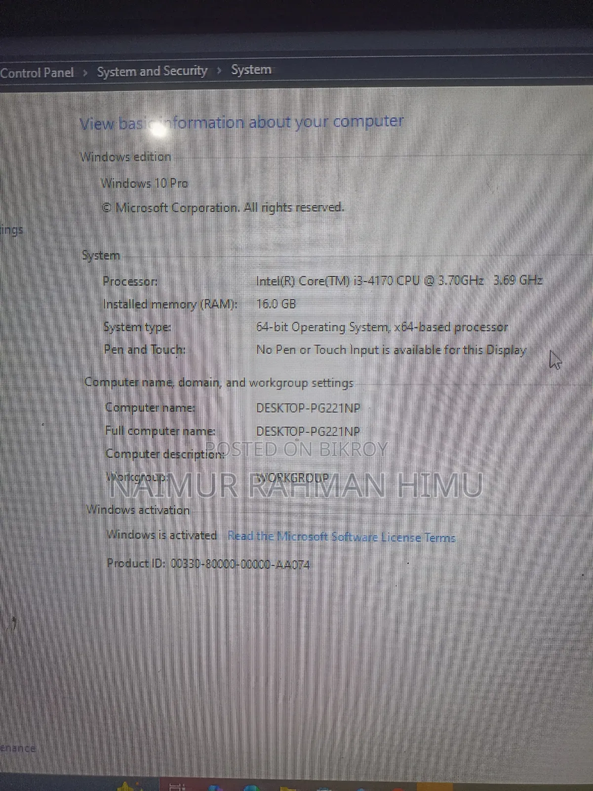 Desktop Computer 16GB Intel Core I3 SSD 128GB