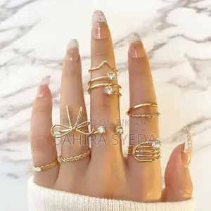 Gold Ring Set 8 Pieces