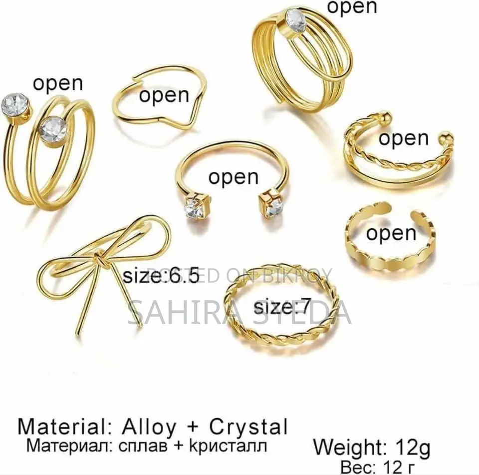 Gold Ring Set 8 Pieces