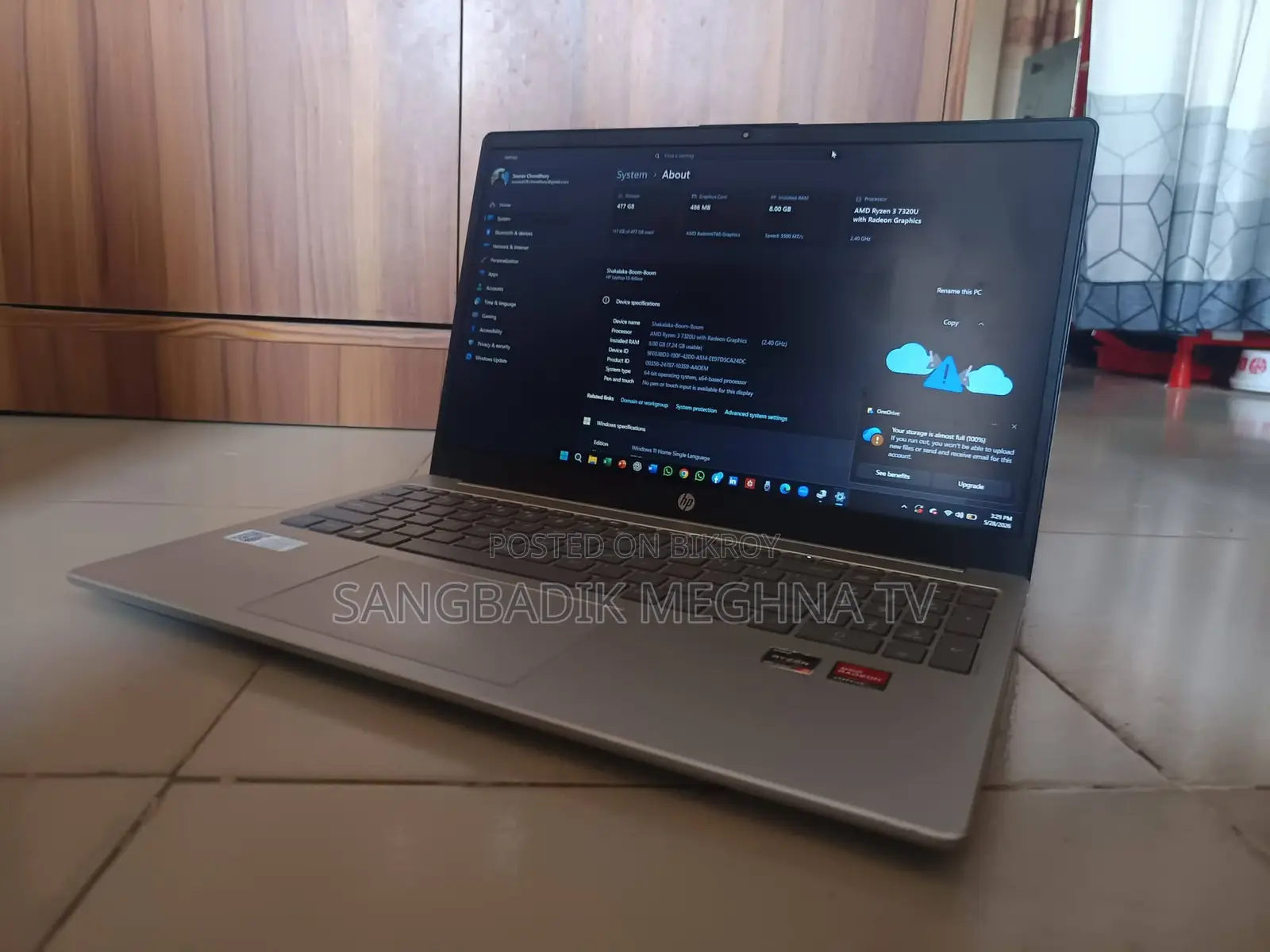 Laptop HP 8GB AMD Ryzen SSD 512GB